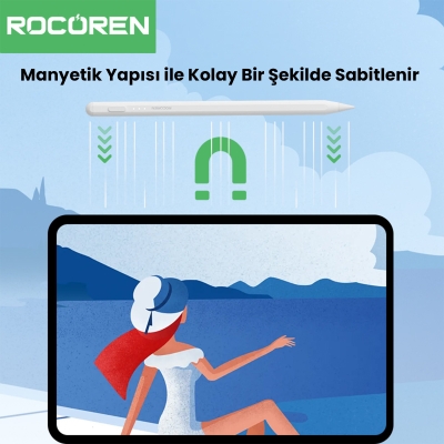 Rocoren Stylus iPad Uyumlu Avuç İçi Red Manyetik Eğime Duyarlı Yazı ve Çizim Kalemi - 4
