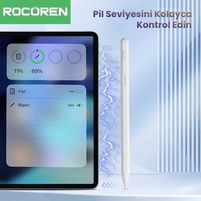 Rocoren Stylus iPad Uyumlu Avuç İçi Red Manyetik Eğime Duyarlı Yazı ve Çizim Kalemi - 3