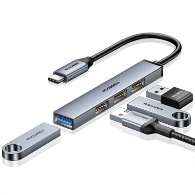 Rocoren Type-C 5Gbps 4 Portlu USB-A 3.0 Çoklayıcı Dönüştürücü Hub - Rocoren