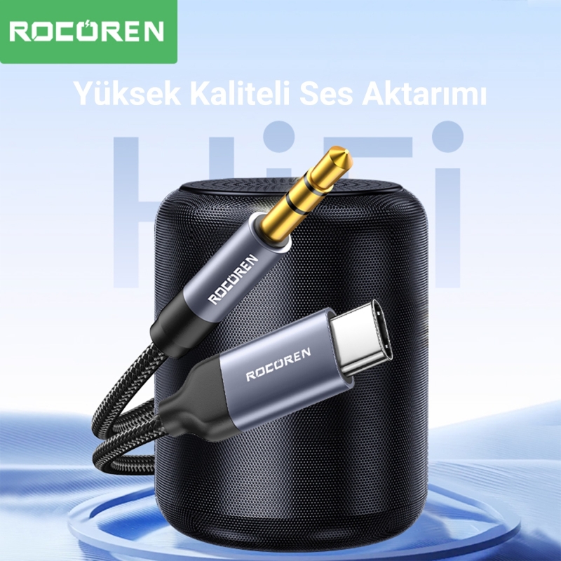 Rocoren Type-C to 3.5mm Jack AUX Hi-Fi DAC Ses Kablosu 50 CM - 2