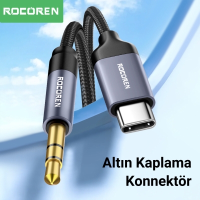 Rocoren Type-C to 3.5mm Jack AUX Hi-Fi DAC Ses Kablosu 50 CM - 5