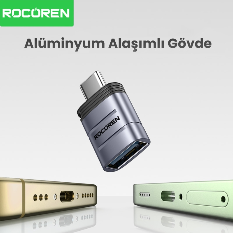 Rocoren Type-C to USB 3.2 5Gbps OTG Çevirici Dönüştürücü Adaptör - 3