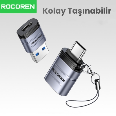 Rocoren USB 3.2 Gen1 Erkek to Type-C Dişi OTG Çevirici Dönüştürücü Adaptör - 2