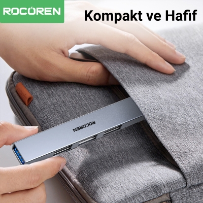 Rocoren USB-A 3.0 5Gbps 4 Portlu USB Çoklayıcı Hub - 6