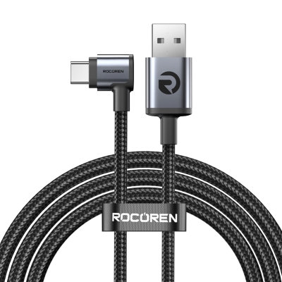 Rocoren USB-A to Type-C 90° 3A Hızlı Şarj ve Data Kablosu 2 Metre - Rocoren