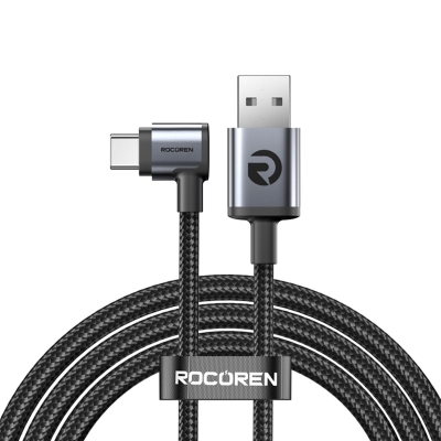 Rocoren USB-A to Type-C 90° 3A Hızlı Şarj ve Data Kablosu 50 CM - Rocoren