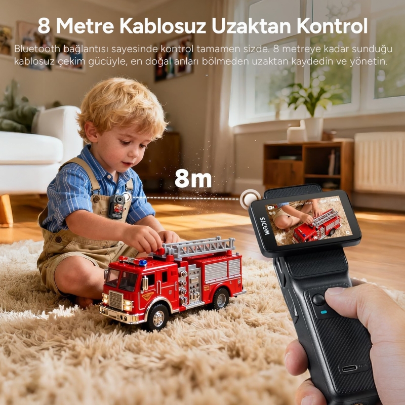 SJCAM C400 Pocket 4K UHD 3'ü 1 Arada Titreşim Engelleme Çift Ekranlı Vlog Aksiyon Kamerası - 3