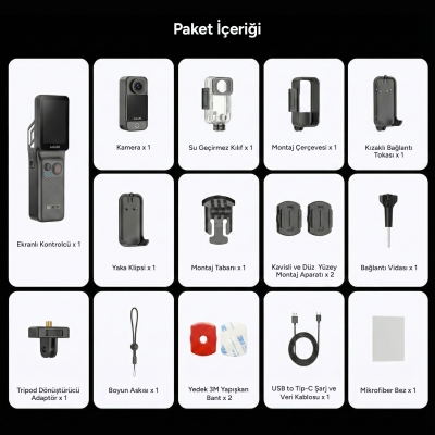 SJCAM C400 Pocket 4K UHD 3'ü 1 Arada Titreşim Engelleme Çift Ekranlı Vlog Aksiyon Kamerası - 14