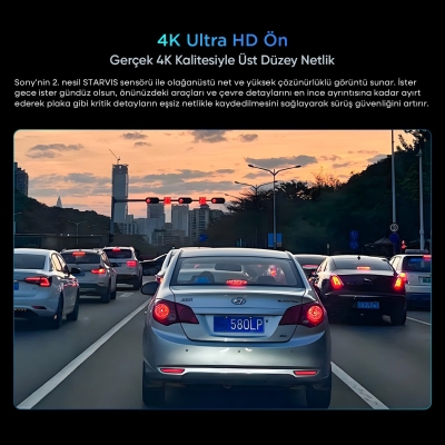 SJCAM M60 2 Kameralı Ön+Arka 4K+FHD HDR Sony Starvis 2 Sensörlü WiFi GPS'li Araç Kamerası - 5