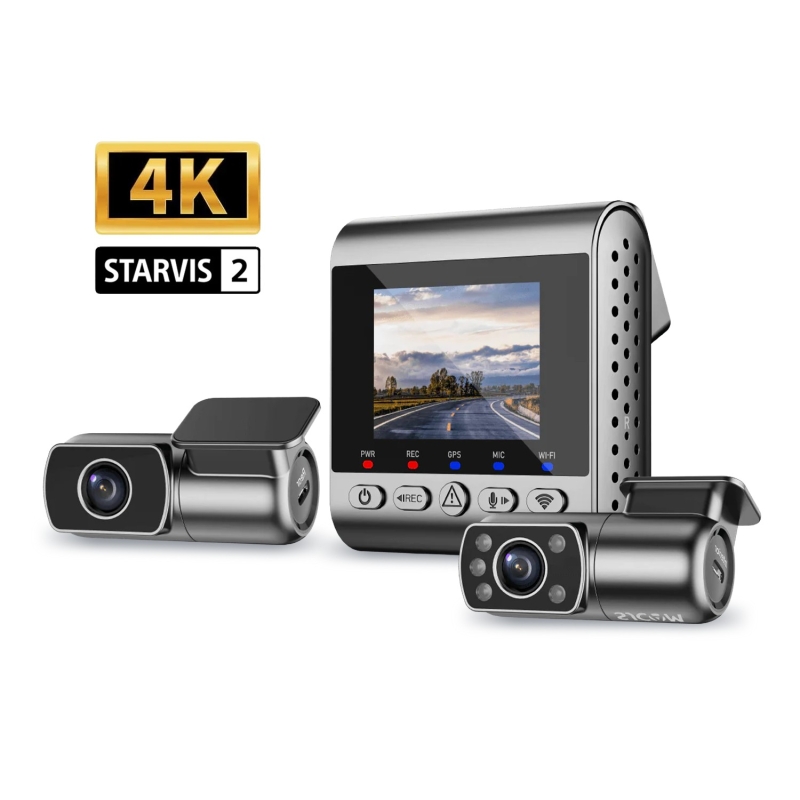 SJCAM M60 3 Kameralı Ön+İç+Arka 4K+FHD+FHD HDR Sony Starvis 2 Sensörlü WiFi GPS'li Araç Kamerası - 1