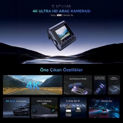 SJCAM M60 4K HDR Sony Starvis 2 Sensörlü WiFi GPS'li Araç Kamerası - 2