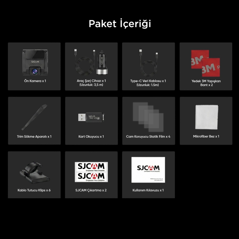 SJCAM M60 4K HDR Sony Starvis 2 Sensörlü WiFi GPS'li Araç Kamerası - 11