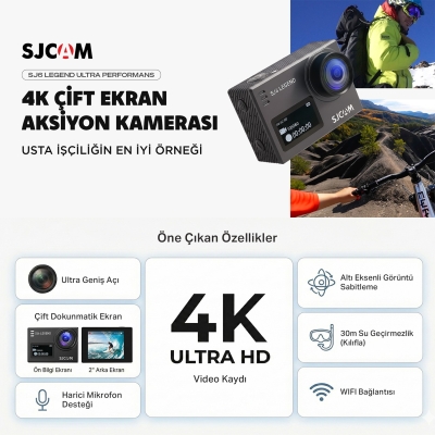 SJCAM SJ6 Legend 4K Orjinal Lisanslı Aksiyon Kamera Siyah - 2