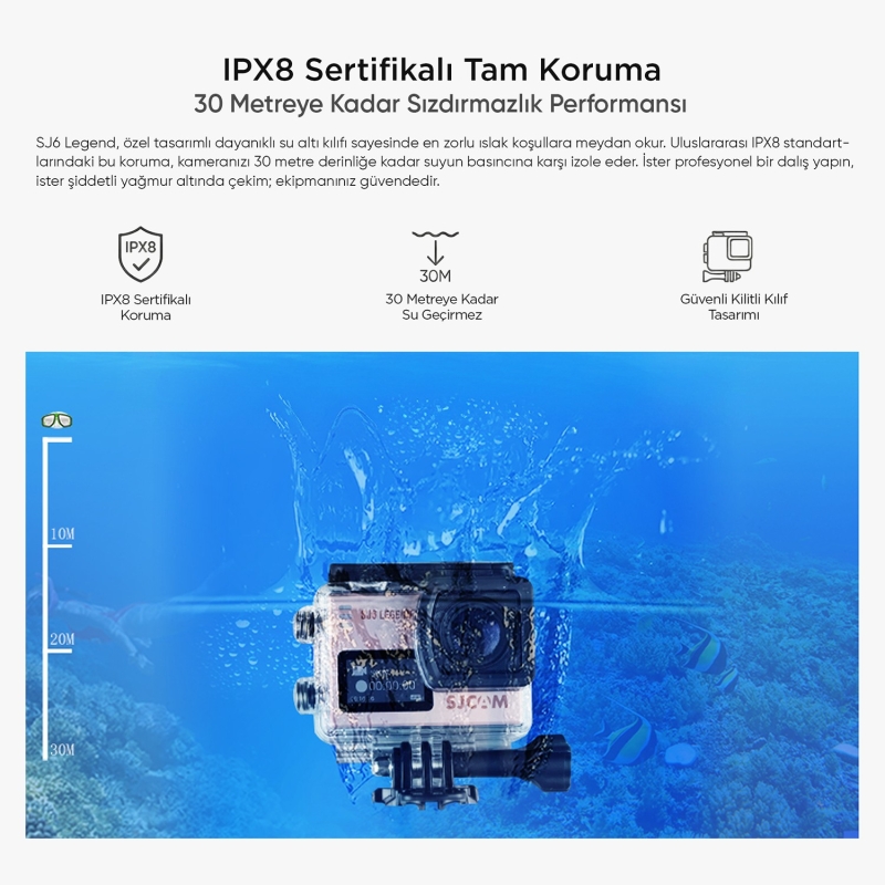 SJCAM SJ6 Legend 4K Orjinal Lisanslı Aksiyon Kamera Siyah - 4