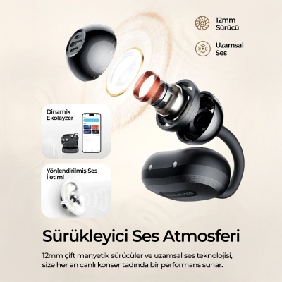 Soundpeats Air Clip Open-Ear ENC OWS Bluetooth 5.4 Kablosuz Kulaklık Siyah - 4