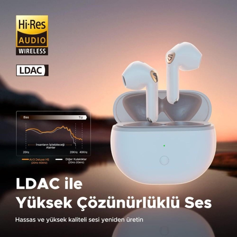 Soundpeats Air3 Deluxe Hs 5.3 Hi-Res LDAC Kablosuz Kulak içi Bluetooth Kulaklık Beyaz - 5