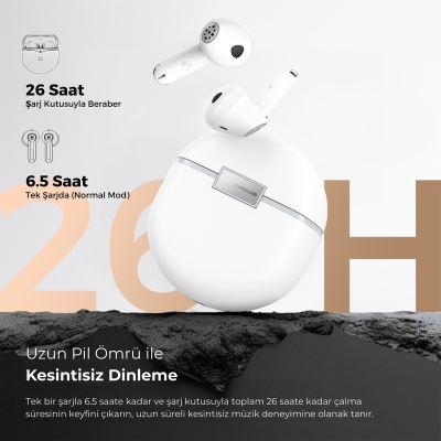 Soundpeats Air4 ANC aptX BT 5.3 TWS Kablosuz Bluetooth Kulaklık Beyaz - 5