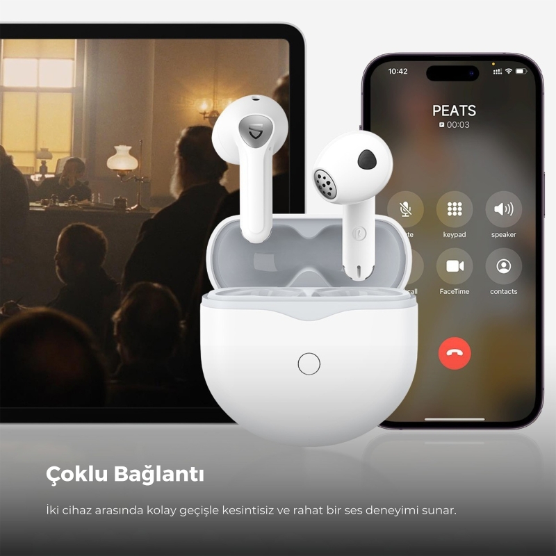 Soundpeats Air4 ANC aptX BT 5.3 TWS Kablosuz Bluetooth Kulaklık Beyaz - 8