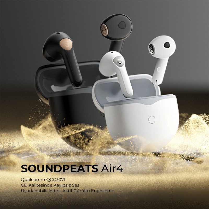 Soundpeats Air4 ANC aptX BT 5.3 TWS Kablosuz Bluetooth Kulaklık Beyaz - 6