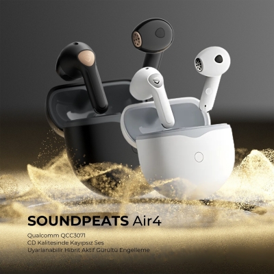 Soundpeats Air4 ANC aptX BT 5.3 TWS Kablosuz Bluetooth Kulaklık Siyah - 5