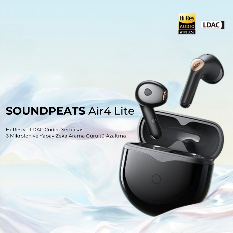 Soundpeats Air4 Lite Hi-Res LDAC TWS Kablosuz Bluetooth Kulaklık Siyah - 8