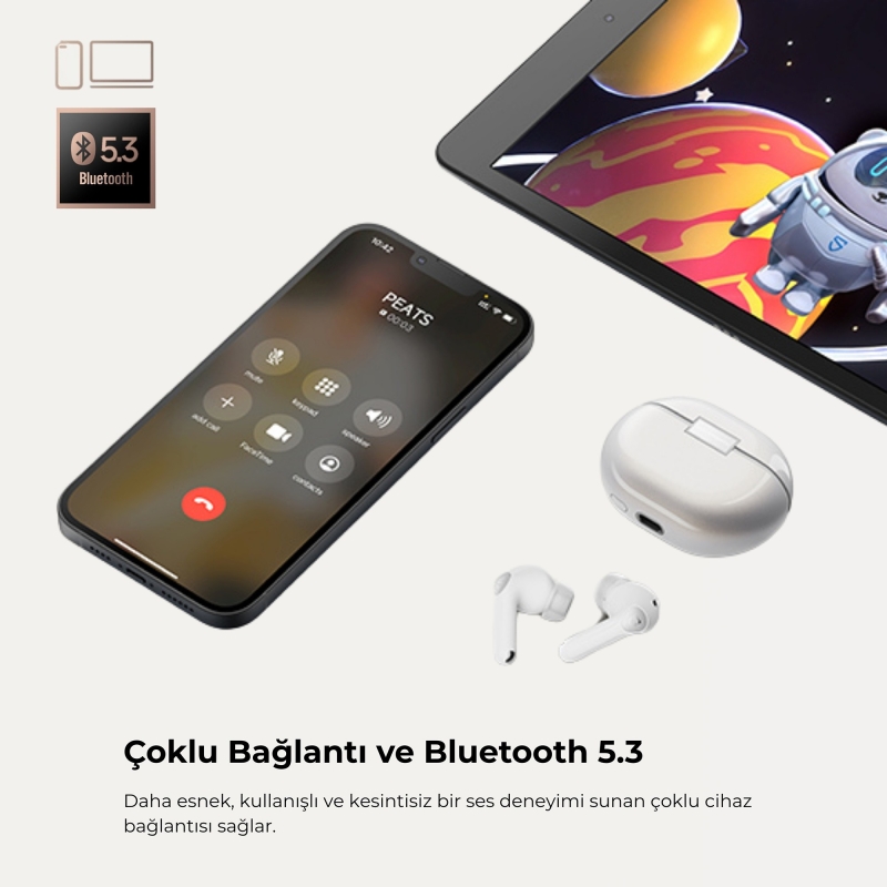 Soundpeats Air4 Pro ANC aptX TWS Kablosuz Bluetooth Kulaklık Beyaz - 10