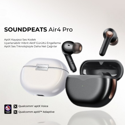 Soundpeats Air4 Pro ANC aptX TWS Kablosuz Bluetooth Kulaklık Siyah - 4