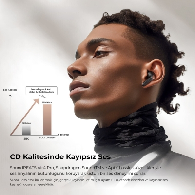 Soundpeats Air4 Pro ANC aptX TWS Kablosuz Bluetooth Kulaklık Siyah - 7