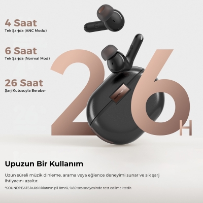 Soundpeats Air4 Pro ANC aptX TWS Kablosuz Bluetooth Kulaklık Siyah - 11