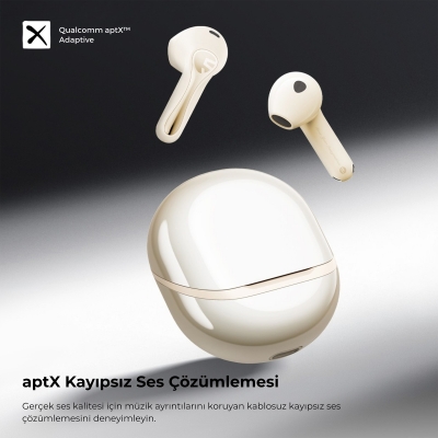 Soundpeats Air5 Hi-Res ANC aptX Kablosuz Bluetooth 5.4 Kulaklık Bej - 4