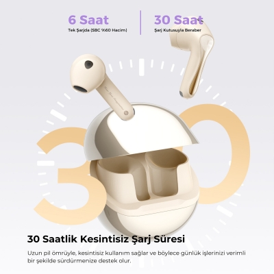Soundpeats Air5 Hi-Res ANC aptX Kablosuz Bluetooth 5.4 Kulaklık Bej - 7