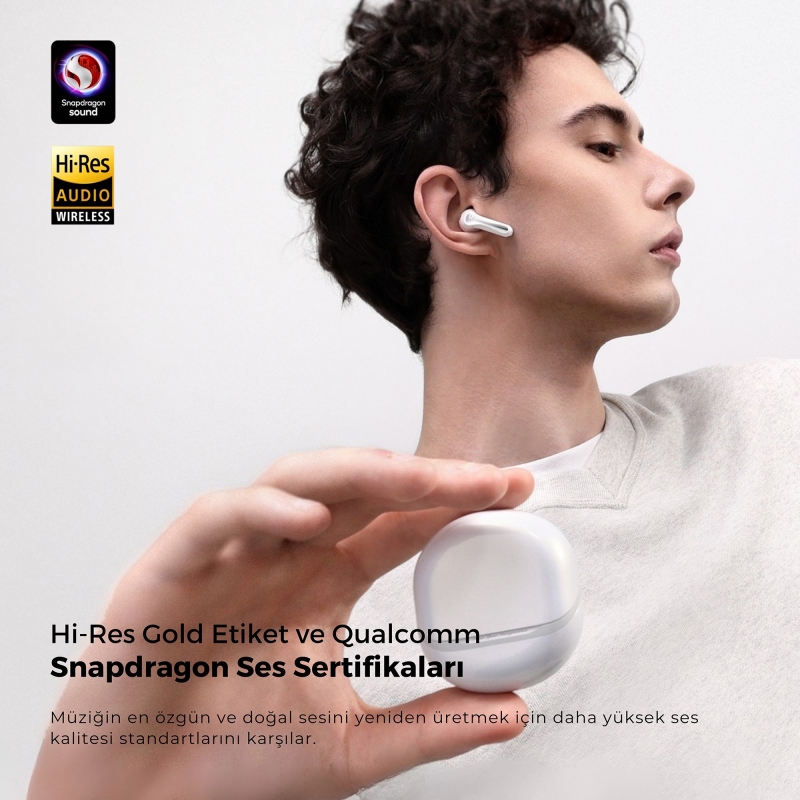 Soundpeats Air5 Hi-Res ANC aptX Kablosuz Bluetooth 5.4 Kulaklık Beyaz - 8