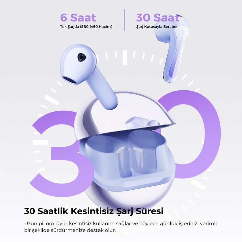 Soundpeats Air5 Hi-Res ANC aptX Kablosuz Bluetooth 5.4 Kulaklık Mor - 7
