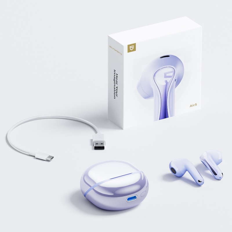 Soundpeats Air5 Hi-Res ANC aptX Kablosuz Bluetooth 5.4 Kulaklık Mor - 10