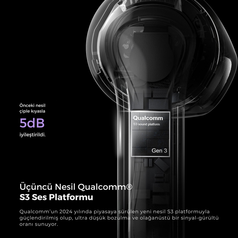 Soundpeats Air5 Hi-Res ANC aptX Kablosuz Bluetooth 5.4 Kulaklık Siyah - 7