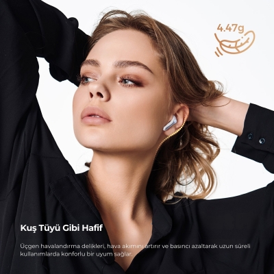 Soundpeats Air5 Lite Hi-Res LDAC ENC TWS Kablosuz Bluetooth 5.4 Kulaklık Beyaz - 7