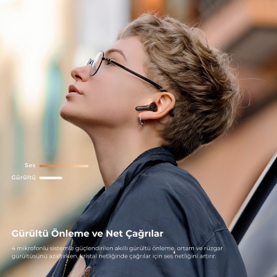 Soundpeats Air5 Lite Hi-Res LDAC ENC TWS Kablosuz Bluetooth 5.4 Kulaklık Siyah - 2