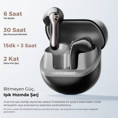 Soundpeats Air5 Lite Hi-Res LDAC ENC TWS Kablosuz Bluetooth 5.4 Kulaklık Siyah - 5