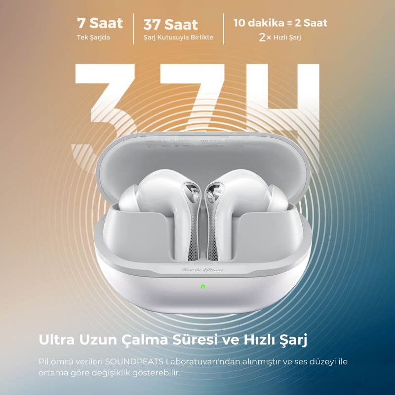 Soundpeats Air5 Pro Hi-Res LDAC ANC TWS Kablosuz Bluetooth 5.4 Kulaklık Beyaz - 6