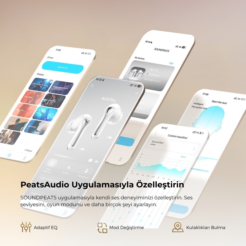 Soundpeats Air5 Pro Hi-Res LDAC ANC TWS Kablosuz Bluetooth 5.4 Kulaklık Beyaz - 8