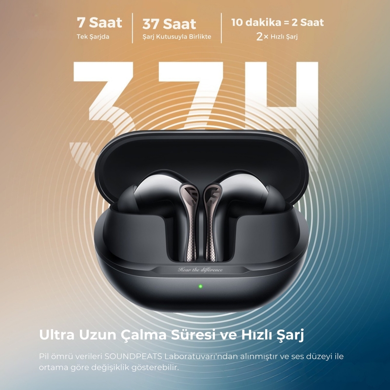Soundpeats Air5 Pro Hi-Res LDAC ANC TWS Kablosuz Bluetooth 5.4 Kulaklık Siyah - 7
