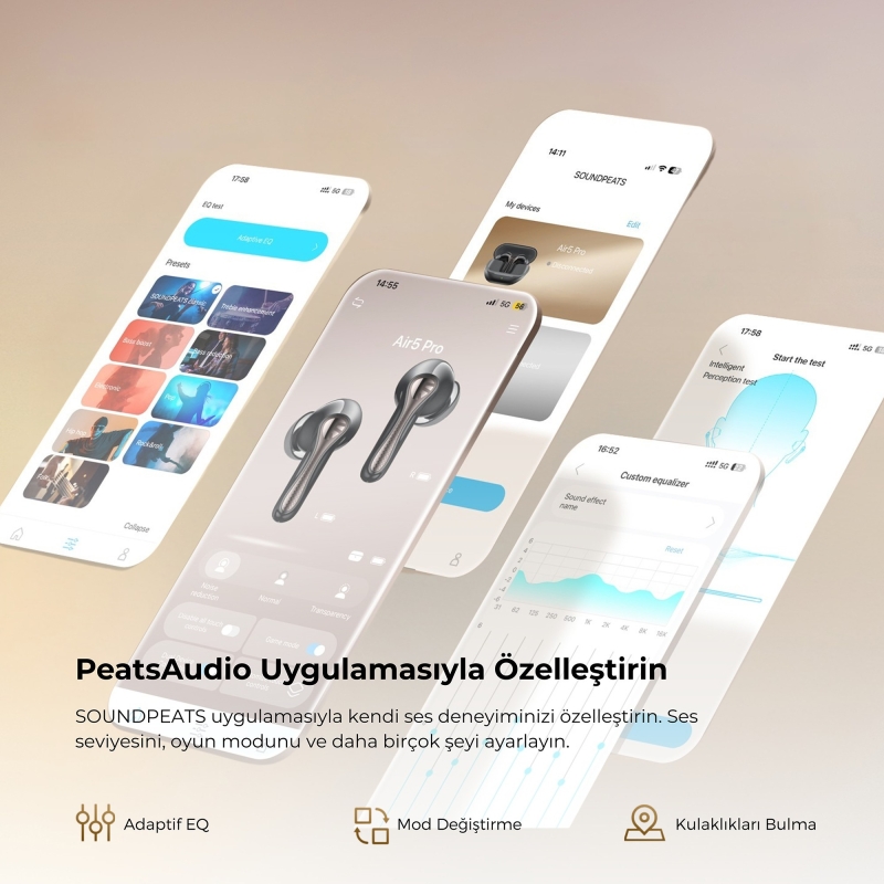 Soundpeats Air5 Pro Hi-Res LDAC ANC TWS Kablosuz Bluetooth 5.4 Kulaklık Siyah - 8
