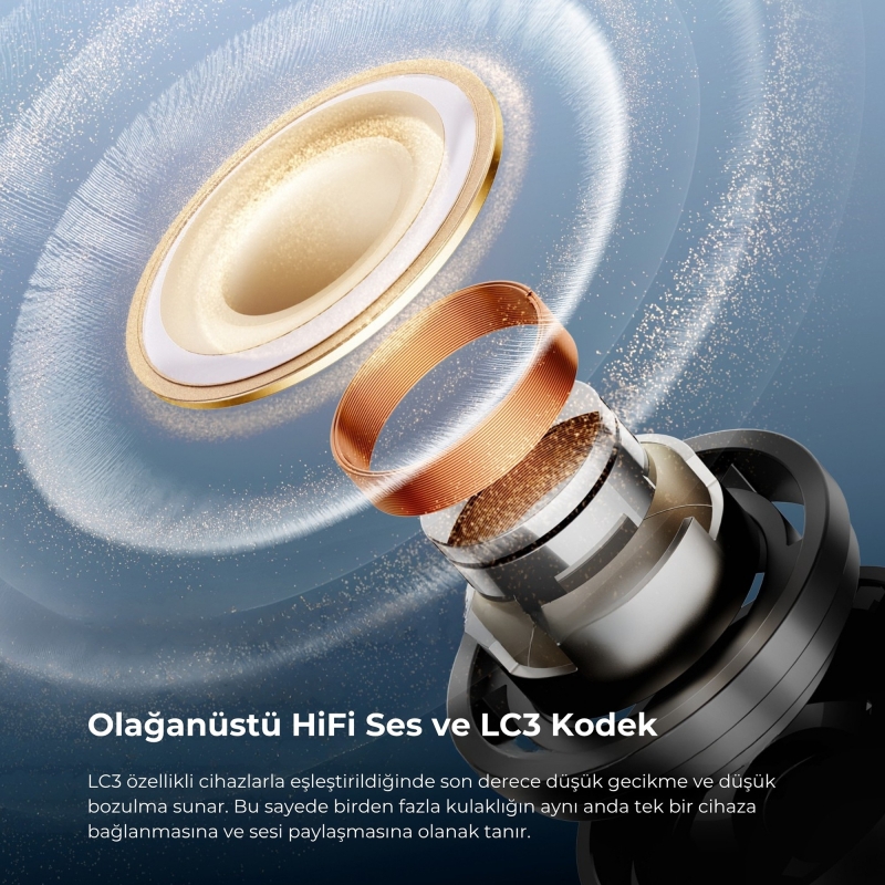 Soundpeats Air5 Pro Hi-Res LDAC ANC TWS Kablosuz Bluetooth 5.4 Kulaklık Siyah - 3