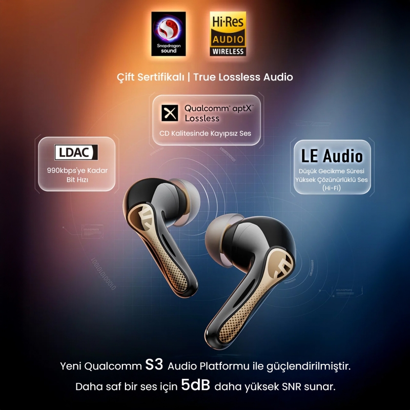 Soundpeats Air5 Pro + Hi-Res LDAC Hybrid ANC TWS Kablosuz Bluetooth 5.4 Kulaklık Siyah - 4