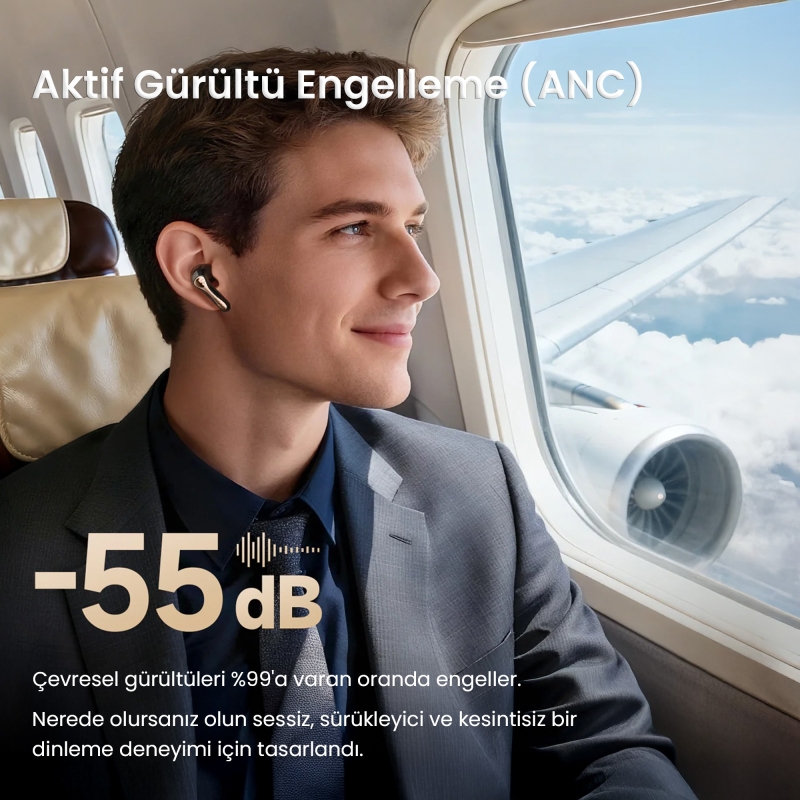 Soundpeats Air5 Pro + Hi-Res LDAC Hybrid ANC TWS Kablosuz Bluetooth 5.4 Kulaklık Siyah - 5