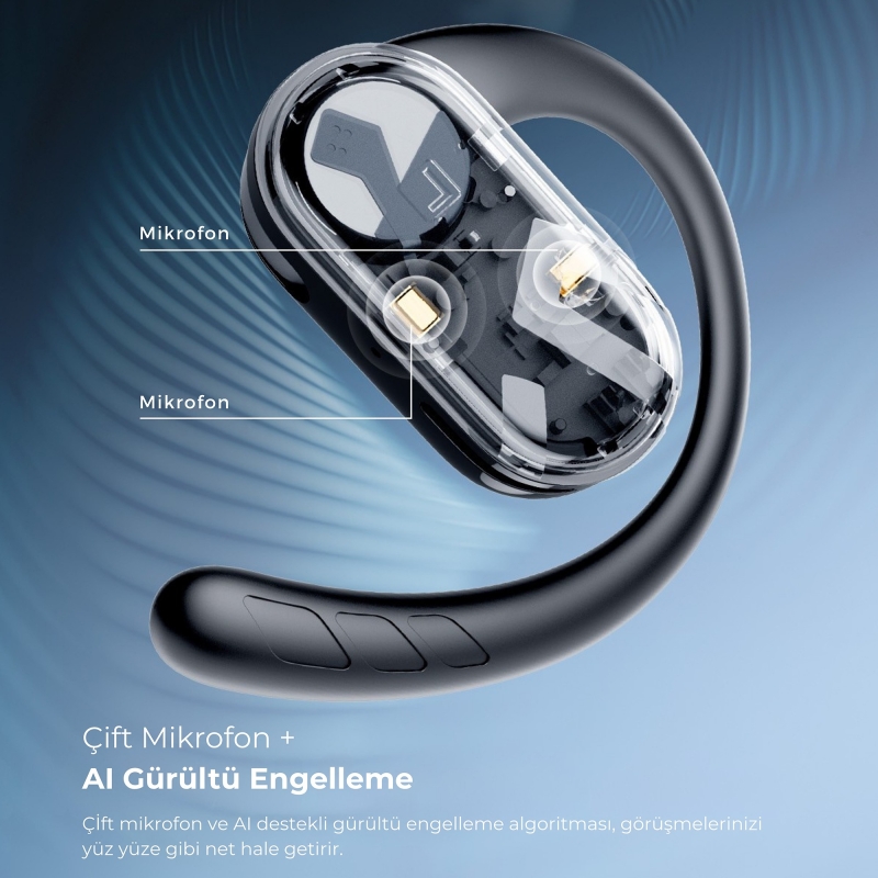 Soundpeats Breezy Open-Ear TWS Bluetooth 5.4 Kablosuz Kulaklık Siyah - 4