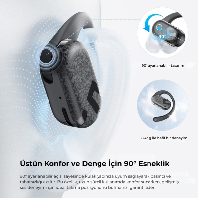 Soundpeats Breezy Open-Ear TWS Bluetooth 5.4 Kablosuz Kulaklık Siyah - 6