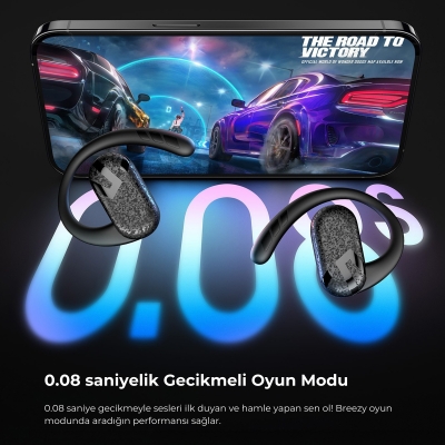 Soundpeats Breezy Open-Ear TWS Bluetooth 5.4 Kablosuz Kulaklık Siyah - 7
