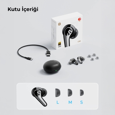 Soundpeats C30 ANC TWS Bluetooth 6.0 Kablosuz Kulak içi Kulaklık Siyah - 15