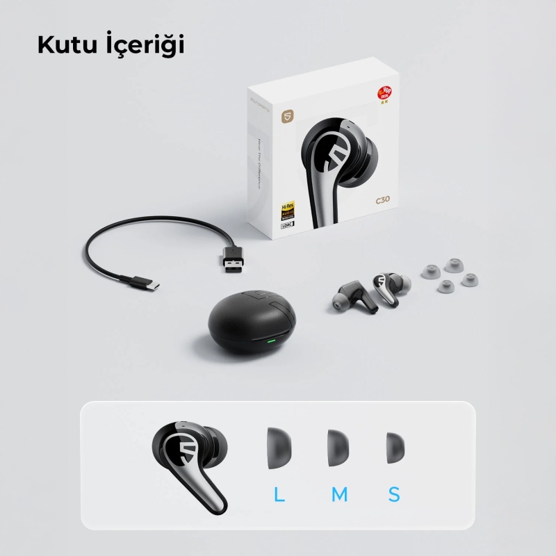 Soundpeats C30 ANC TWS Bluetooth 6.0 Kablosuz Kulak içi Kulaklık Siyah - 15